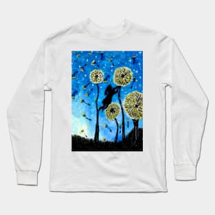 girl with dandelion tree Long Sleeve T-Shirt